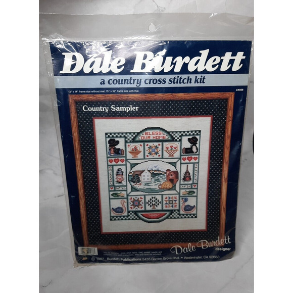 1987 Dale Burdett A Country Cross Stitch Kit Country Sampler - Picture 1 of 6